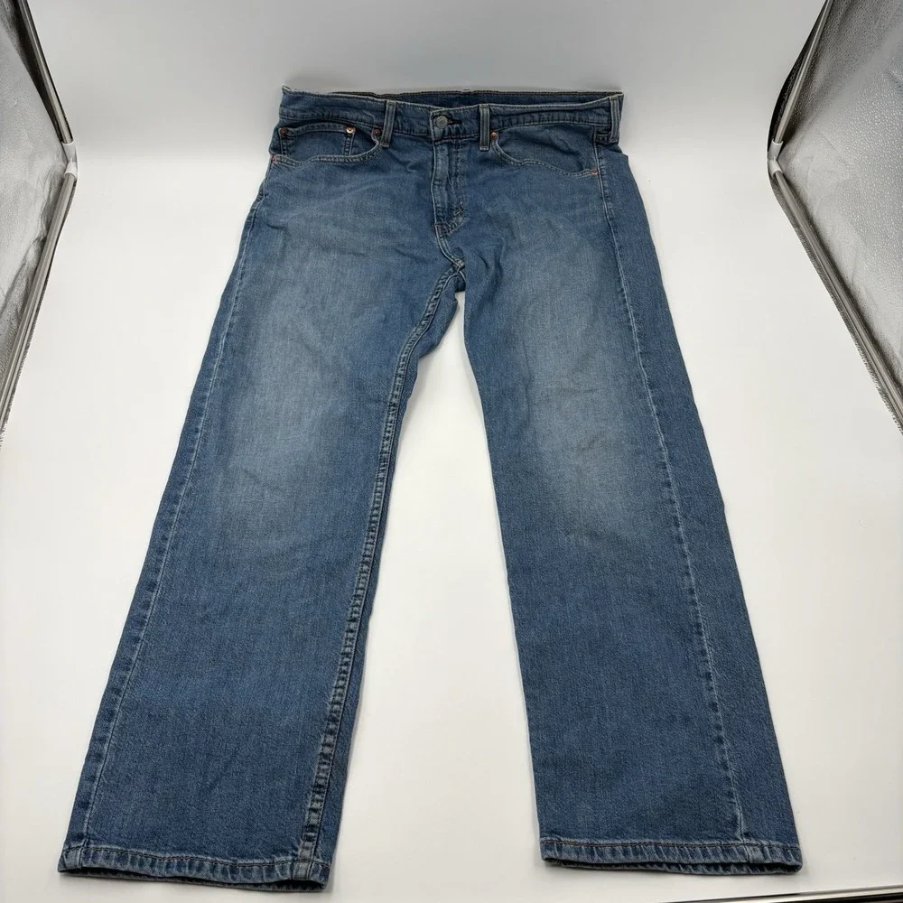 Levi's 505 Mens Jeans 36x30 Regular Fit Straight Leg Blue Denim Denim Pants